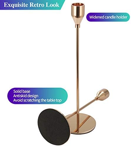 Set of 6 Pink Gold Candlestick Holders Pink Gold Candle Holder Taper Candle Holders Candle Holders Decorative Candlestick Holder for Home Decor, Wedding, Dinning, Party, Anniversary (Gold) - Image 3