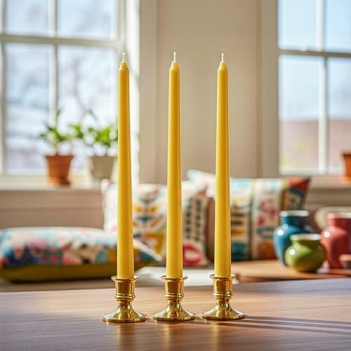 Royal Imports Unscented Taper Candles 12" Yellow 9HR Burn Time Set of 12 - Image 3