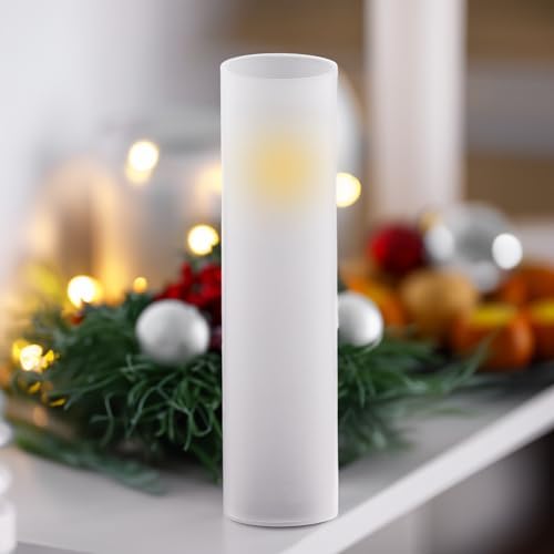 WGVI Hurricane Candle Holder Sleeve, W: 3", Ht: 14", Frosted Glass Cylinder Open Both Ends, Chimney Tube Shade, 6 Pieces - Image 5