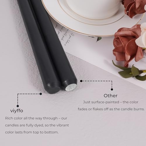 Viyffo Taper Candles, 10 Inch, 12 Pack, Velvet Matt Black – Unscented - Image 6