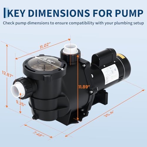 Garvee Pool Pump Above Ground/Inground, 2 HP Self Priming Swimming Pool Pump, 115V/230V Dual Voltage Single Speed Pumps with Strainer Basket, 100 GPM Heavy-Duty Pump for Swimming Pools Spas Hot Tubs