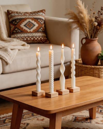 White Taper Candles Spiral Candlesticks Unscented Smokeless Tall Candles for Christmas Wedding Holiday Dinner Party Home Decorative candles-10inch,4pcs - Image 2