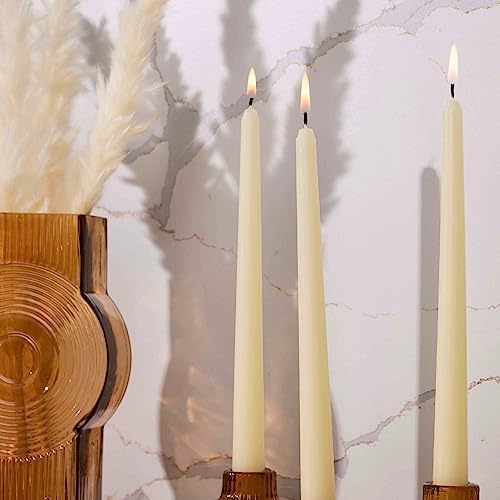 Bask 10-inch Taper Candles - Unscented and Dripless - Burns for 8 Hours - Home Decor for Dinner Table, Kitchen, and Bedroom - Perfect for a Romantic Date or Anniversary - 30-Pack - Ivory - Image 6