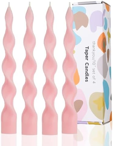 9.8" Pink Tall Taper Candle Sticks Dripless Taper Candle Handmade from Vegan Soy Wax for Holiday Wedding Party Home Dinner Decoration Party and Any Occasion,Set of 4(Pink) by LPUSA