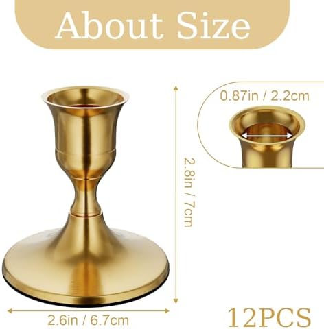 zeochyni 12 Pcs Brass Gold Taper Candle Holders Bulk for Wedding, Party - Image 2