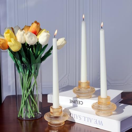 VOHO Set of 6 Champagne Gold Taper Candle Holders for Table Centerpiece - Image 2