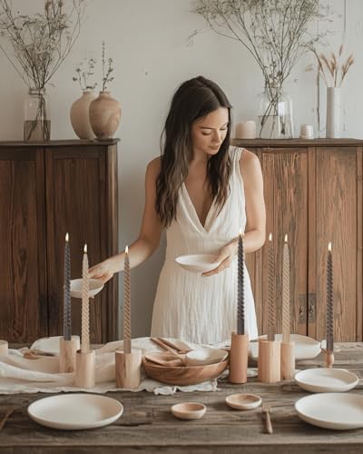 Brown Tall Taper Candles Spiral Candle Sticks,Unscented Pastel Candle for Holiday,Wedding and Home Decoration,10inch,12 Pack(E-Gradient Brown) - Image 2