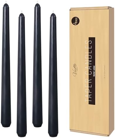 Viyffo Taper Candles, 10 Inch, 4 Pack, Velvet Matt Black – Unscented by Viyffo