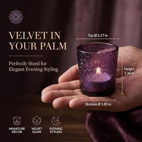 Purple Mandala Glass Tealight Holders, 12 Pack - Image 3