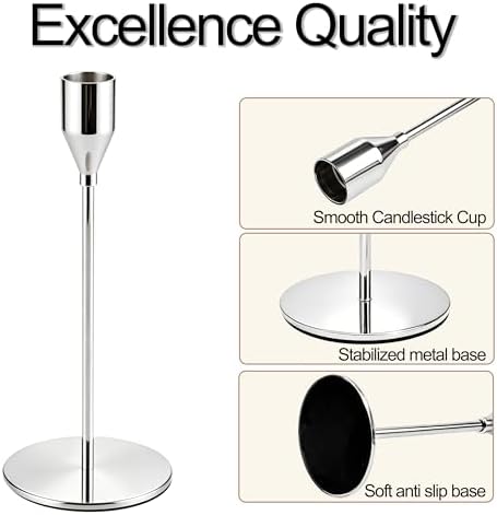 Silver Candlestick Holders,Metal Taper Candle Holders,Bulk Set of 27 - Image 3
