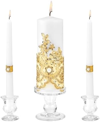 Unity Candle Holder - Glass Candle Holders for Pillar Candles Taper Candles, Glass Candlestick Holders Set of 3, Decorative Clear Glass Candlestick Holder for Wedding Table Dinning Church Centerpiece - Image 2