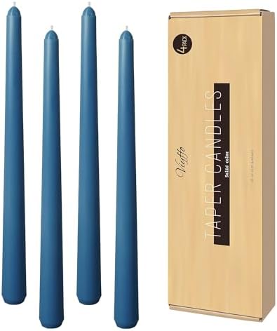 Viyffo Taper Candles, 10 Inch, 4 Pack, Deep Blue – Unscented, Dripless & Smokeless Design, Up to 8 Hour Burn – Long Tall Taper Candlesticks for Wedding, Dinner & Home Decor by Viyffo