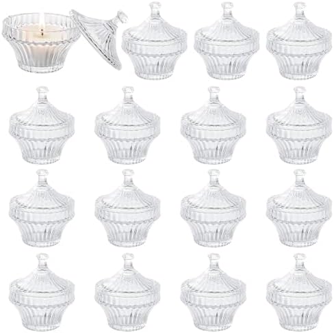 STARVAST 16 Pack Clear Glass Votive Candle Holders with Lids, 3.1×3.5In by STARVAST