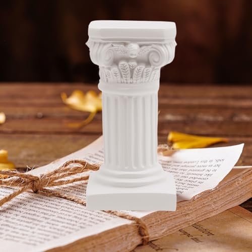 Saihisday 2Pcs White Roman Pillar Statues Greek Columns Candle Holder Mini Roman Pillar Greek Columns Mini Resin Decorations for Wedding Table Garden Home Decoration, 3.9" D x 7.5" W x 7.5" H - Image 5