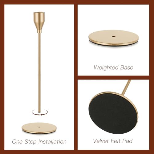 Candeldo Gold Taper Candle Holders, Tall Candlestick Holder Set of 6 - Image 5