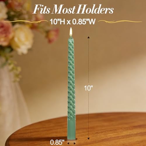 Tobeape 10" Green Spiral Taper Candle Sticks 4 Pack, Unscented & Dripless - Image 3