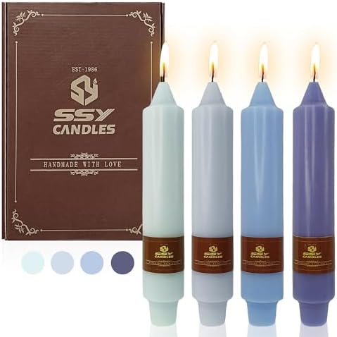Gradient Taper Candles Blue Candlesticks,Gedengni 7Inches Dripless Tapered Candle Tall Candle Sticks Colorful Dinner Candles for Home Decor Wedding Festive Holiday,18D-BLUMIX by Gedengni