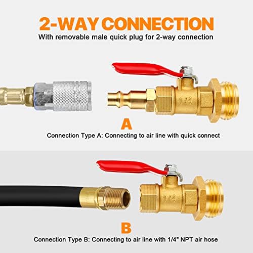Dual Purpose Winterize Adapter with Quick Plug&3/4" GHT Thread, Brass Made Winterizing Quick Fitting with Ball Valve, Easy Blow Out Water to Winterize RV/camper/boat/trailer/Garden Hose Water Lines - Image 3