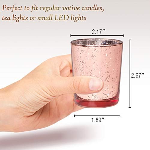 Volens Rose Gold Votive Candle Holders Bulk, Mercury Glass Votives 12 Pack - Image 6