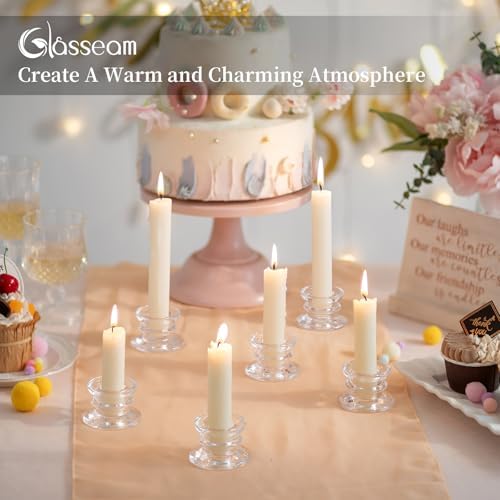 Glasseam Taper Candle Holders Set of 10 Glass Candlestick for Wedding Decor - Image 4