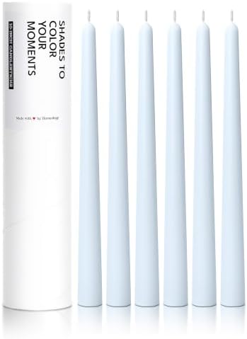 10" Classic Taper Candles, Ice Blue, 6-Pack, 7-8 Hours Long Burning, Unscented Tall Candlesticks by Unknown
