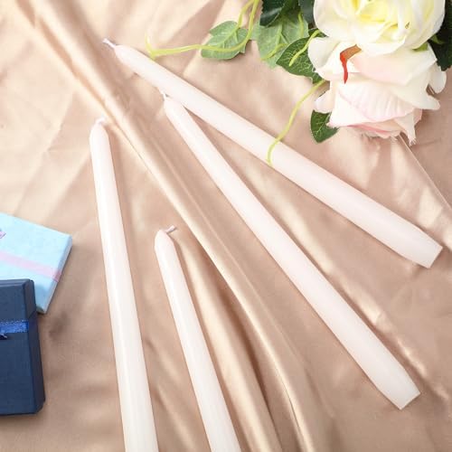 MTLEE 16 Pcs 10 Inch Taper Candle Sticks Smokeless Unscented, White - Image 2