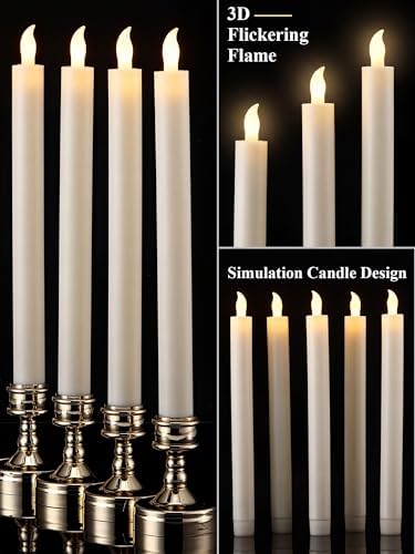 Treela Battery Operated LED Taper Candles,Simple,10 Inch,Ivory - Image 3