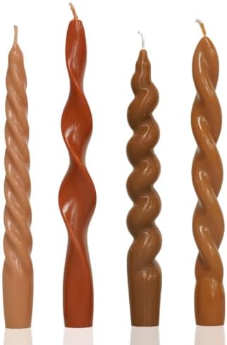 Fall Taper Candles Orange Spiral Candlesticks-Unscented Candles for Fall Harvest Thanksgiving Dinners Parties and Home Decor-4 Pack-7.5inch by LPUSA