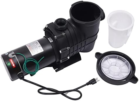 1.5 HP In Ground Swimming Pool Pump 110V Self Priming | Powerful Self Priming Pool Pumps 100 GPM, High-Efficiency Motor Iron Shell & PP Body, 1/2" NPT Unions & On/Off Power Switch