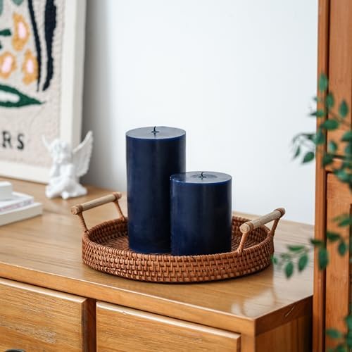 3x6 Inch Navy Blue Pillar Candles Set of 3 - Unscented Pillar Candles - Image 5