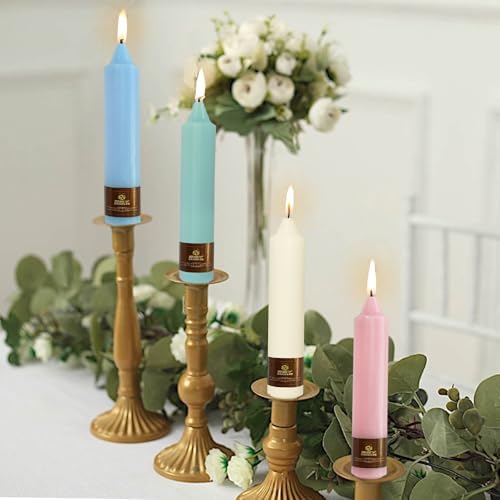 NJAO HOO Candy Colored Short Taper Candle 7 Inch Candlesticks Unscented Dripless Tapered Candle Set for Home Decor Wedding Party Dinner Candles, 4 Pack - Image 2