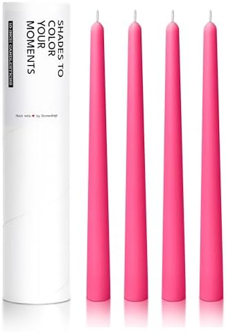 10" Classic Taper Candles, Hot Pink, 4-Pack, 7-8 Hours Long Burning, Unscented Tall Candlesticks by Unknown