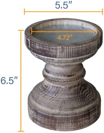 SOFE Wood Pillar Candle Holder, Handmade Farmhouse Candle Holders 6“ Tall - Image 2