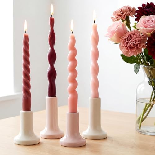 Nuanchu 4 Pcs Twisted Taper Candles,7.87 Inch,Pure,Purple - Image 6
