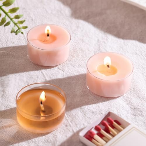 Scented Tea Lights Candles, Sakura Blush, 16 Pack – Soft Pink Scented Tealight Candles– 100% Palm Wax – 6 Hour Burn Time Aromatherapy Tea Light Votive Candle for Spring Decor, Bath, Romance - Image 4