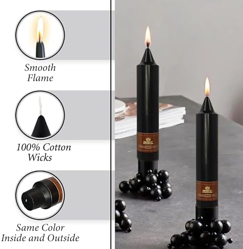 Black Taper Candle Candle Sticks, 7 Inch Mini Pillar Candles, 4PCS Handmade Unscenteds Candlesticks for Festive, Party, Spell, Wedding, Home Decor - Image 3