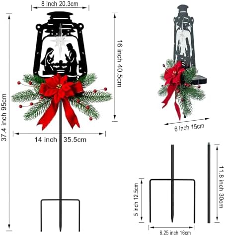 Solar Christmas Nativity Garden Stake, Lantern Silhouette Yard Stake - Image 6