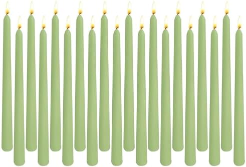 20-Pack Sage Green Taper Candles Unscented, 10 Inch Tall Dinner Table Candles for Wedding Centerpieces, Bulk Candlesticks Smokeless Dripless, Green Decorative Candle for Home Decor by Unknown