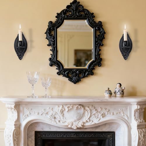 Black Candle Sconces Set of Two, Victorian Decor Royal Wall Sconce, Metal Rustic Candle Holder Baroque Home Wall Decor for Living Room, Dining Room, Bedroom, Fireplace, Hallway, Window - Image 7