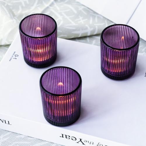 VOHO 12pcs Purple Votive Candle Holders for Halloween Christmas Easter Deco - Image 5