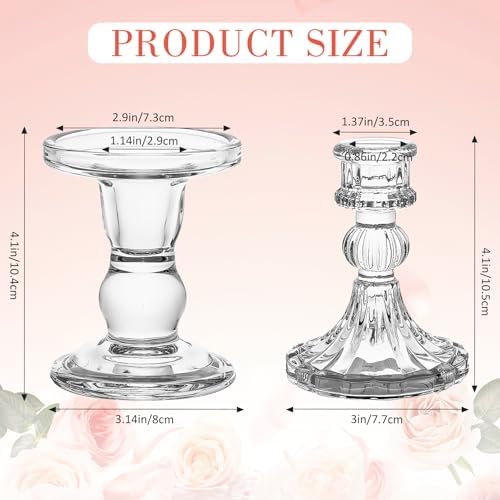 Unity Candle Holder - Glass Candle Holders for Pillar Candles Taper Candles, Glass Candlestick Holders Set of 3, Decorative Clear Glass Candlestick Holder for Wedding Table Dinning Church Centerpiece - Image 2