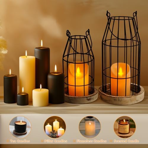 Farmhouse Lantern Decor Rustic Home Decor Lanterns with Flameless Candles - Image 4