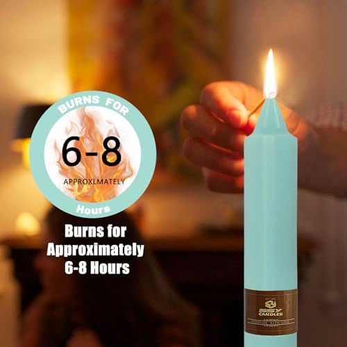 NJAO HOO Mint Green Short Taper Candle 7 Inch Candlesticks Unscented Dripless Tapered Candle Set for Spring Home Decor Wedding Party Dinner Candles, 4 Pack - Image 6
