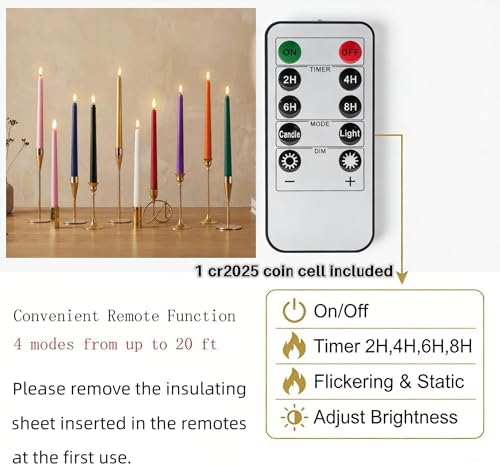 Navy Blue Flameless Taper Candles LED Candlesticks with Remote Set of 12 - Image 5