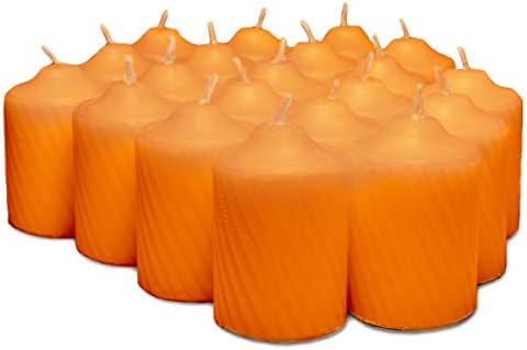 Orange Pumpkin Scented Votive Candles - 15 Hour Long Burn Time - Textured Finish - Box of 20 by GeneralWaxCandleCompany