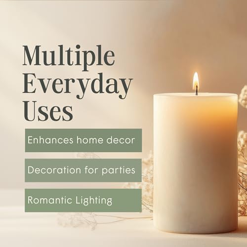 Mister Candle Unscented 4"x6" Ivory Pillar Candle, Solid Color, Cotton Wick, Dripless & Smokeless, Premium Wax Candle for Home Decor, Handmade, 120 Hour Burn Time - Image 5