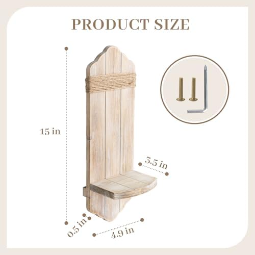 Wall Candle Sconces Set of Two, Rustic Washable White Wood Wall Candle Holder Decor, Farmhouse Wooden Candle Holder Decorations for Fireplace, Hallway, Living Room, Bedroom - Image 2