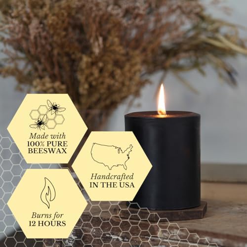 Big Dipper Wax Works 100% Beeswax Pillar Candle, 2 x 4.75 in, Black - Image 3