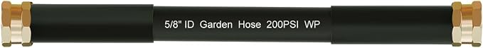 Beitopamz Short Garden Hose 1 ft x 5/8" Female to Female, Heavy Duty Small Water Hose Extender Connector, Leak-Free Connections Hybrid Rubber Leader Hose with 3/4" Double GHT Fittings, Black