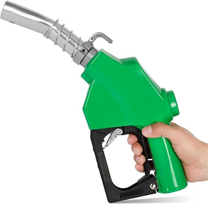 Azdele 1" NPT Automatic Fuel Nozzle & Hook, Diesel Gas Pump Handle, 19/16"(OD=30mm) Max Flow 30GPM, Fuel Transfer Pump Nozzle For Gasoline, Diesel, Biodiesel, Kerosene, Auto Shut Off 3-speed Latch